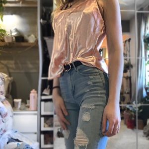 Silk pink tank top